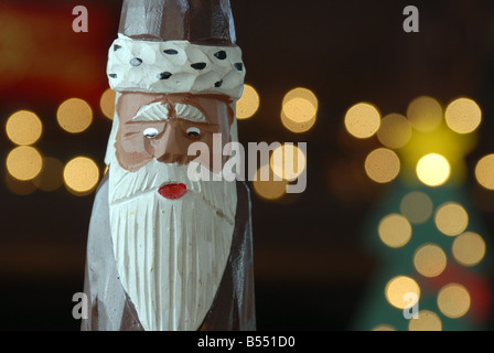 A carved wooden Santa Clause Stock Photo