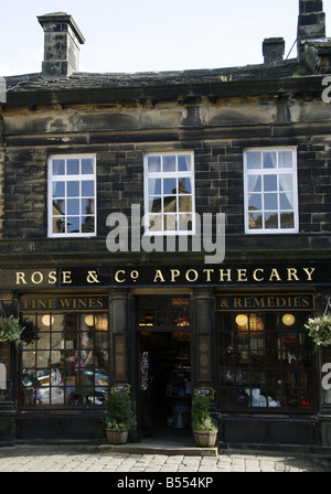 Rose & Co. Apothecary shop in the village of Haworth in West Yorkshire, the shop where Branwell Bronte bought his laudenum. Stock Photo