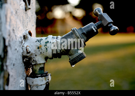 water stand pipe not in use with cobwebs covering it Stock Photo