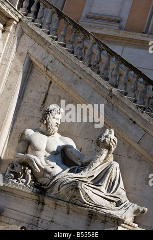 Statue. Piazza del Campidoglio, designed by Michelangelo. Rome. Italy Stock Photo