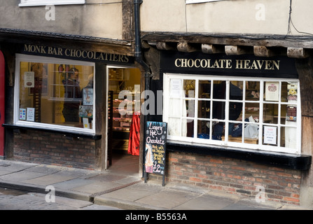 Chocolate shops on the Shambles in York, England, 'Great Britain' Stock Photo