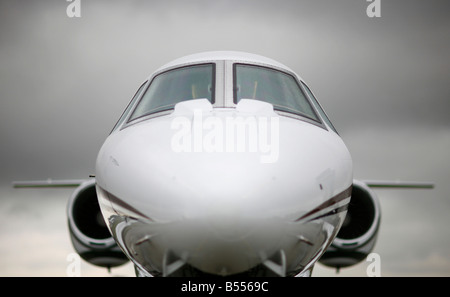 A Cessna Citation Sovereign is seen at Farnborough Airport in Surrey Stock Photo