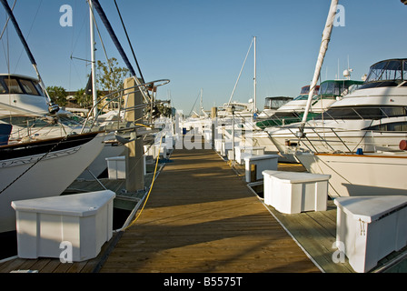 Marina del Rey CA  main channel yachts at dock largest man-made small boat harbor Stock Photo