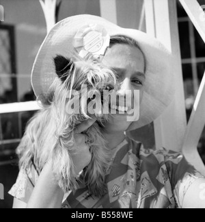 Animals: Dogs: Owners and contestants seen here talking part in The Daily Mirror Dog Show, London. July 1953 D3828-012 Stock Photo