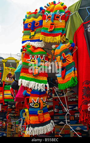 Masks on sale at Otavalo's craft market, Ecuador Stock Photo