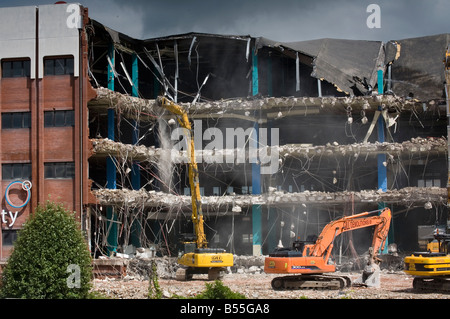 Demolition of commercial property in Leeds, Yorkshire UK Stock Photo