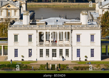 Horizontal elevated close up of the distinctive white Queen's House in Greenwich Park on a sunny day. Stock Photo