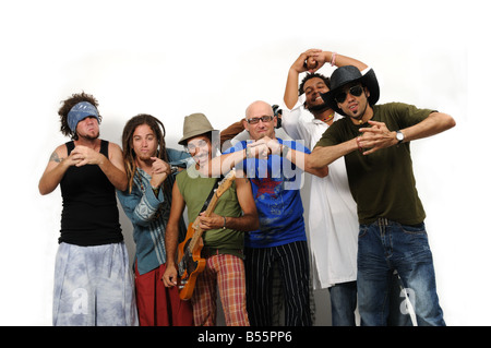 Portrait of multiracial group of friends standing together - isolated over white background Stock Photo