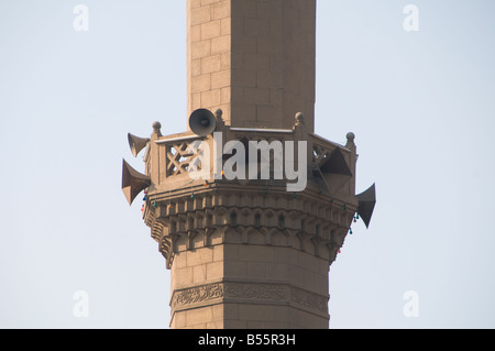 Loudspeakers at Zamalek Mosque minaret located in Zamalek district on the Nile island of Gezira in Cairo Egypt Stock Photo