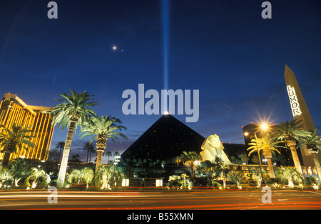 To the Left of Sphinx and Pyramid of Casino Luxor Casino Mandalay Bay in Las Vegas Nevada USA Stock Photo