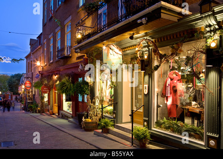 Rue Petite Champlain at Dusk, Quebec City, Canada Stock Photo