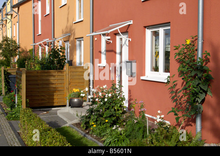 Front garden of a terraced housing estate Stock Photo