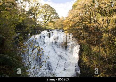 Betws y Coed Conwy North Wales UK October The impressive Swallow Falls on the River Llugwy surrounded by autumn colours Stock Photo