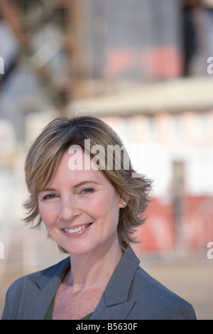 A woman construction engineer on location survey Stock Photo