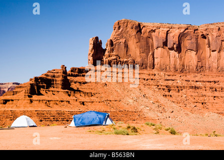 tent camping in Monument Valley Stock Photo