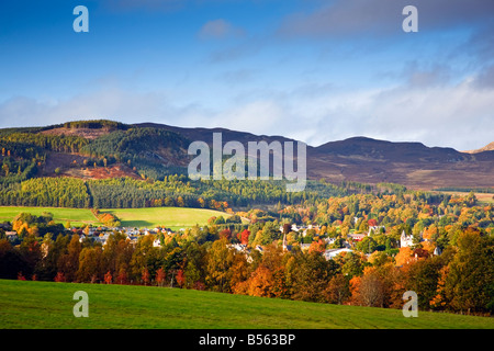 View over the town of Pitlochry in autumn Perthshire Scotland Great Britain UK 2008 Stock Photo