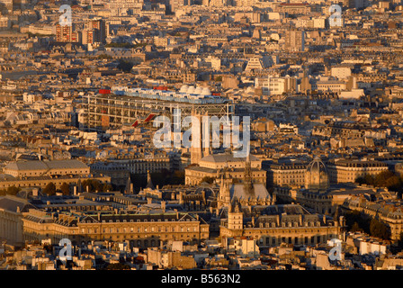 Panoramic view over Centre Georges Pompidou and Tour Saint Jacques in Paris France Stock Photo