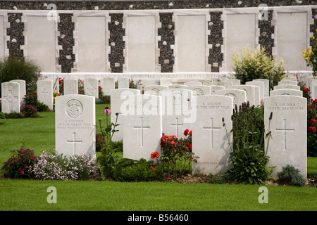 Graves of unknown soldiers Tyne Cot British War Memorial cemetery Belgium Stock Photo