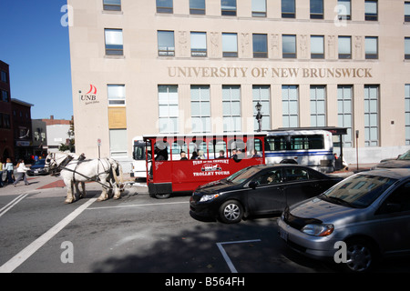 Tourists and traffic in front of the University of New Brunswick in Saint John Canada Stock Photo