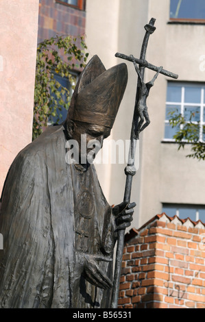 A statue representing late Polish pope John Paul 2, in the courtyard of St Stanislas church, in Krakow, Poland. Stock Photo