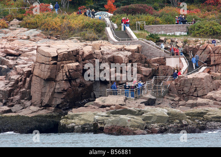 Tourists at Thunder Hole in Acadia National Park in Maine, USA Stock Photo