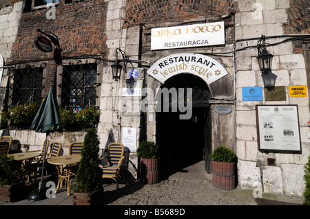 A Jewish food restaurant in Kazimierz district, the old Jewish quarter of Krakow, Poland Stock Photo