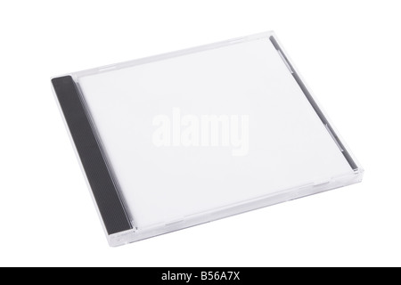 DVD case isolated on white background / DVD CD blu-ray case jewel case compact disc casing cut out white background blank leaflet closed bluray empty Stock Photo