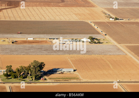 aerial view of a cotton farm in Arizona Cotton field adjacent to a