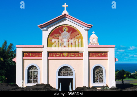 NOTRE DAME DES LAVES CHURCH PITON SAINTE ROSE REUNION ISLAND Stock Photo