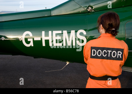 Air Ambulance Dauphin of GNAAS operated by PDG Helicopters Stock Photo