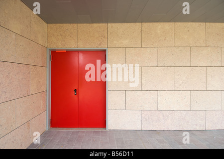 green emergency exit button to open door press here Stock Photo - Alamy