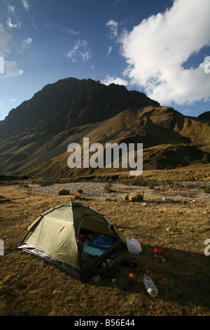 Camping in Parque Nacional Huascaran, Peru Stock Photo