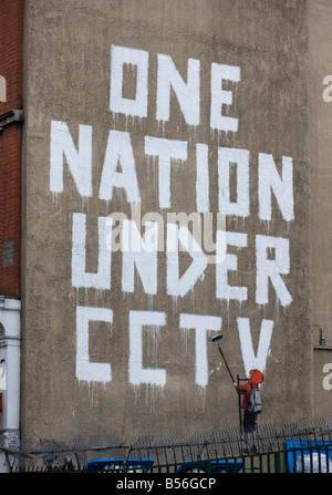 One Nation Under CCTV Mural by Banksy Stock Photo