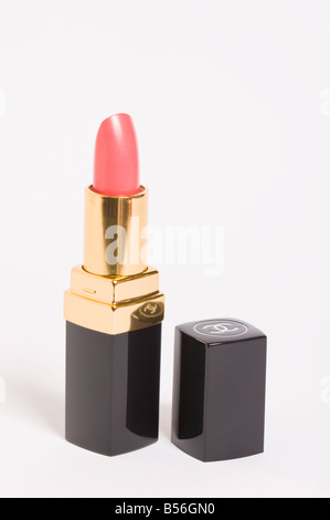 Chanel Simply Pink Rouge Hydrabase high quality expensive designer lipstick on white background Stock Photo