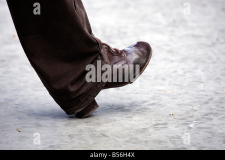 Close up of a tango dancers shoe in the Plaza Dorrego in the neighbourhood of San Telmo in Buenos Aires Stock Photo