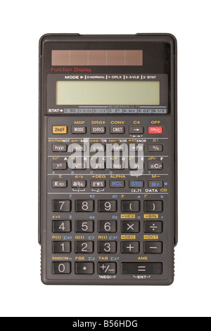 Gray engineering scientific calculator close up isolated on white Stock Photo