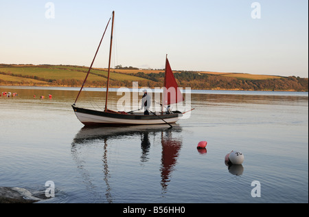 Sailing boat at Loe Beach, Feock, Cornwall, England Stock Photo
