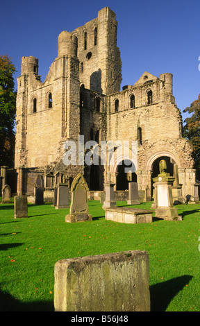 Autumn the romantic remains of Kelso Abbey at Kelso in the Scottish Borders Scotland UK Stock Photo