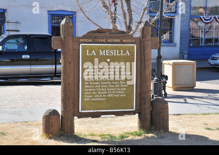 A Historic Marker on the Plaza at La Mesilla, New Mexico Stock Photo