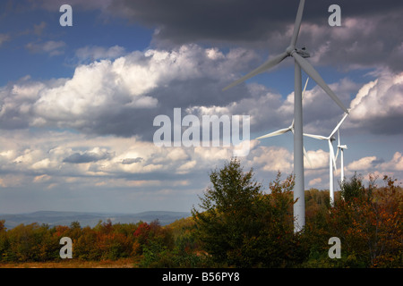 Mountaineer Wind Energy Center wind turbines on Backbone Mountain Tucker County West Virginia Stock Photo