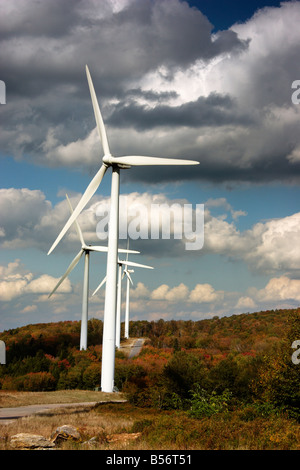 Wind turbine farm along the ridge of Backbone Mountain Tucker County West Virginia Stock Photo