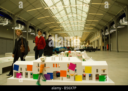 Art installations at 104 Cent Quatre restored funeral parlour modern Arts Centre Paris France Stock Photo