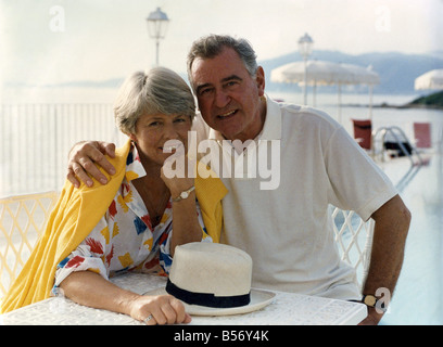 Ruth Rendall mysteries stars George Baker and screen wife on location in Corsica. October 1991 P003681 Stock Photo