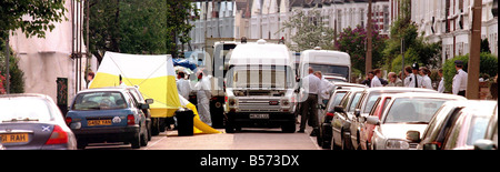 The scene where television presenter Jill Dando April 1999 was murdered shot dead with bullet to the head by assassin outside her home at 29 Gowan Avenue Fulham in London Stock Photo