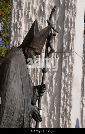 A statue representing late Polish pope John Paul 2, in the courtyard of St Stanislas church, in Krakow, Poland. Stock Photo