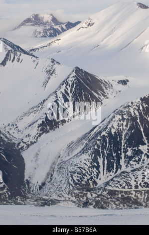 Aerial views of the mountains and glaciers of Sirmilik National Parkon Bylot Island Nunavut Canada Stock Photo