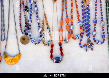 Trade beads used in barter, displayed at a mountain man rendezvous reenactment Fort Mandan, North Dakota. Photograph Stock Photo