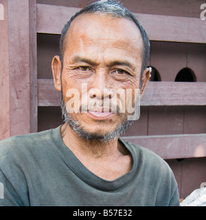 Portrait of a homeless man, thailand Stock Photo