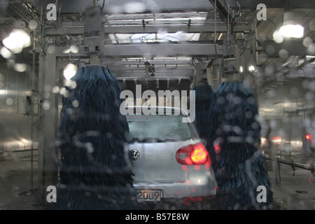 Car in an automatic tunnel car wash Stock Photo