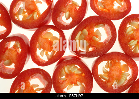 Slices of Red Chilli Stock Photo